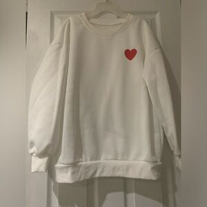 Cute white sweatshirt with red heart